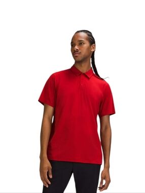 Lululemon Snap Front Performance Short Sleeve Polo Sport Red